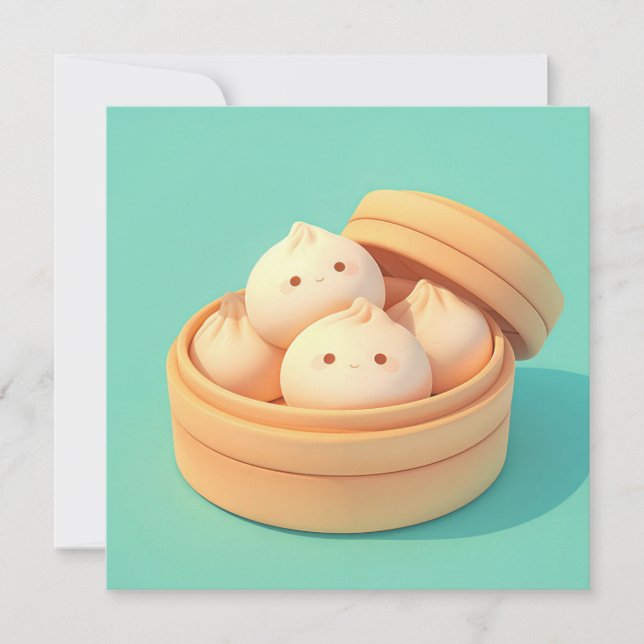 Clay Steamed Dumplings in Bamboo Steamer Postcard (Vorderseite)
