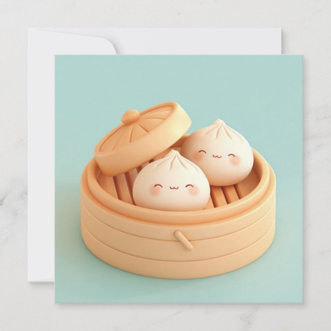 Clay Steamed Dumplings in Bamboo Steamer Postcard (Vorderseite)