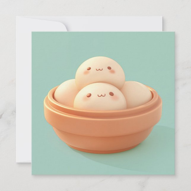 Clay Steamed Dumplings in Orange Bowl Postcard (Vorderseite)