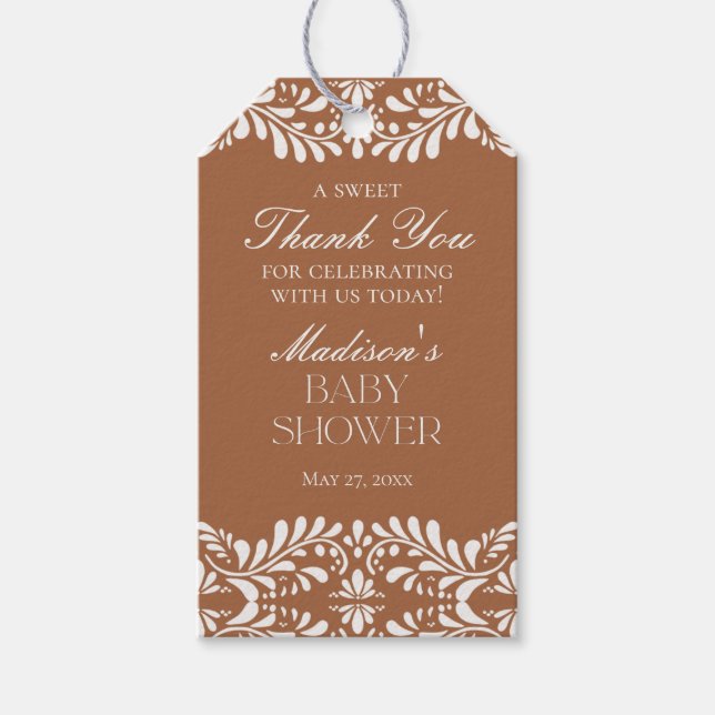 Clay Talavera Tile Fiesta Baby Shower Gefallen Geschenkanhänger (Vorderseite)