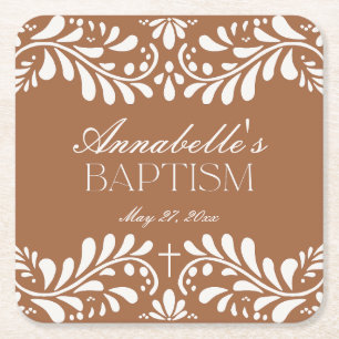 Clay Talavera Tile Spanische Fiesta Taufe Rechteckiger Pappuntersetzer