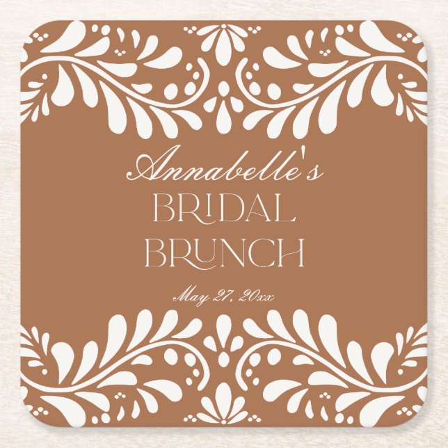 Clay Talavera Tile Spanish Fiesta Bridal Brunch Rechteckiger Pappuntersetzer (Vorderseite)