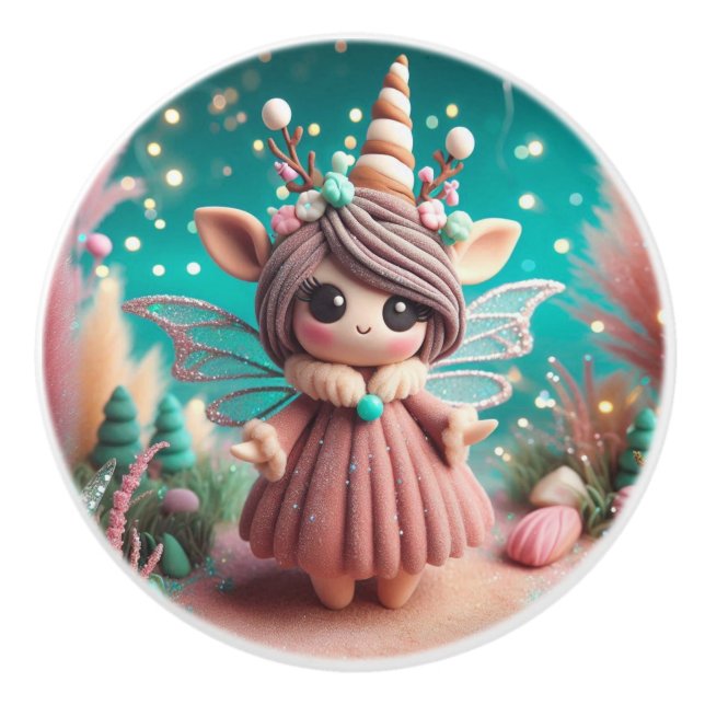 Clay Unicorn Angel Keramikknauf (Vorderseite)