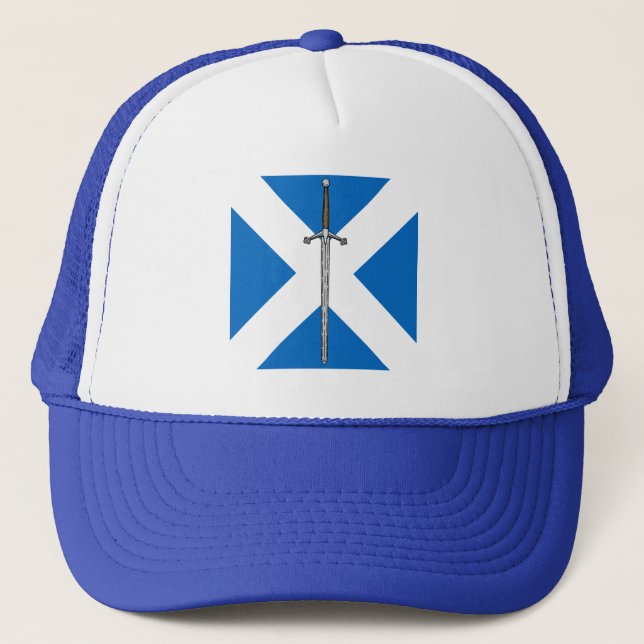Claymore und Saltire Truckerkappe (Vorderseite)