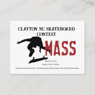 Clayton NC Skateboard Contest INVITATION Begleitkarte