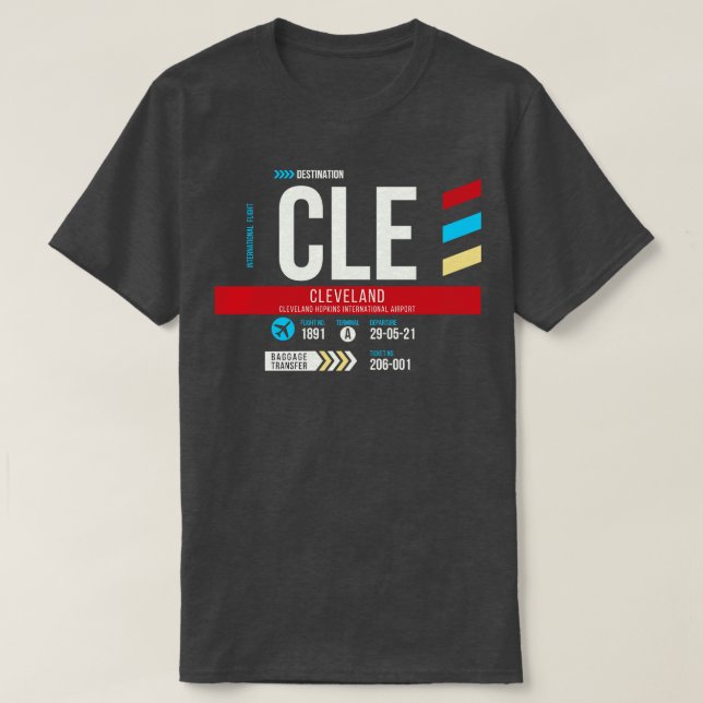 CLE Airport Code Gepäckanhänger 1 T-Shirt (Design vorne)