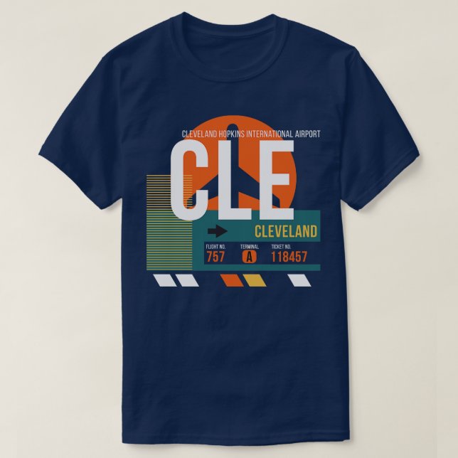 CLE Airport Code Gepäckmarke T-Shirt (Design vorne)