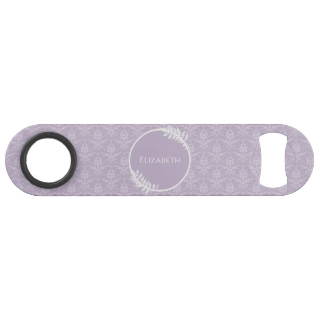 Clé de barre personnalisée Lavender Elegant Damask (Devant (Horizontal))