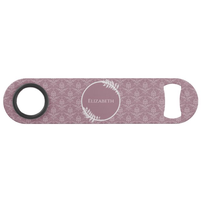 Clé de barre personnalisée Mauve Elegant Damask (Devant (Horizontal))