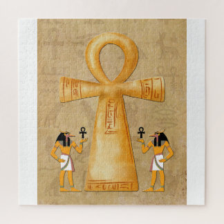 Clé de vie Ankh sur puzzle en hiéroglyphe