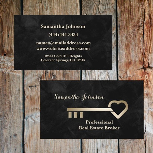 Clé d'or Velvet Carte de visite immobilier noir (Créateur téléchargé)