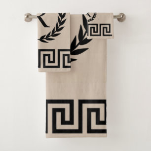 Clé grecque, Laurel Wreath Beige PERSONNALISÉ