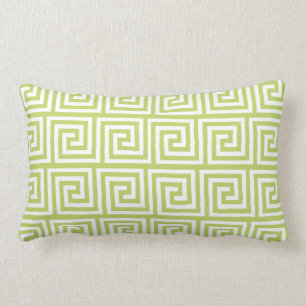Clé grecque verte et blanche Motif Lumbar Coussin