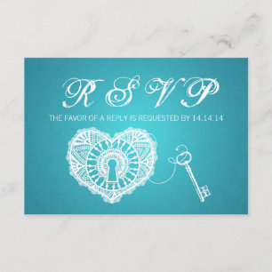 Clé l'épousant élégante de RSVP à ma turquoise de