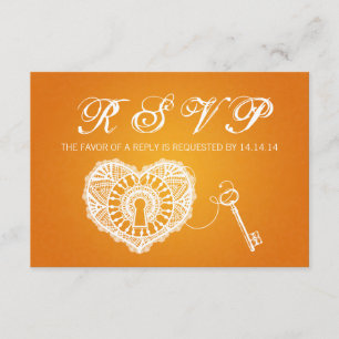 Clé RSVP Mariage Élégante À Mon Coeur Orange
