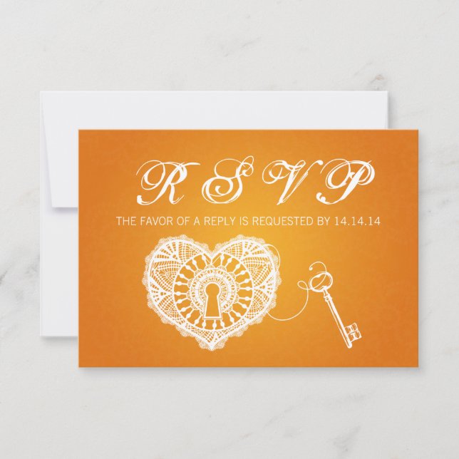 Clé RSVP Mariage Élégante À Mon Coeur Orange (Devant)
