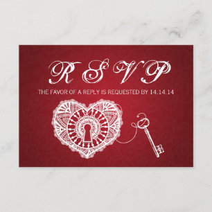 Clé RSVP Mariage Élégante À Mon Coeur Rouge