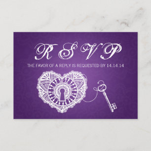 Clé RSVP Mariage Élégante À Mon Coeur Violet