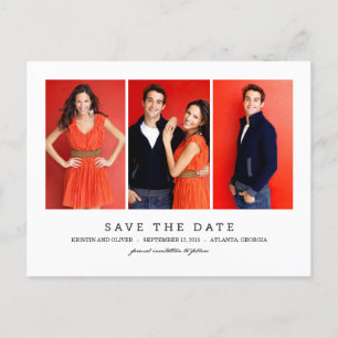 CLEAN 3 Fotos Save the Date Postkarte