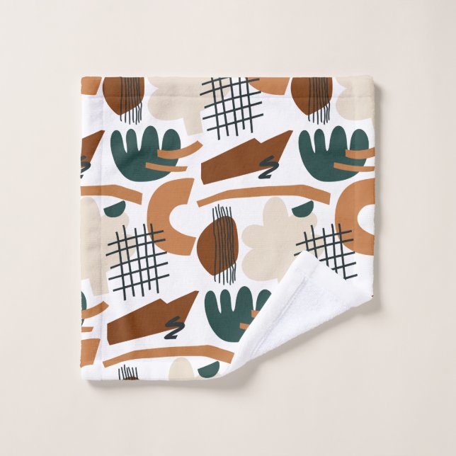Clean Abstract Boho Pattern | Modern Minimal Badhandtuch Set (Waschlappen)