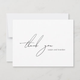 Clean Black and White Photo Modern Wedding Dankeskarte
