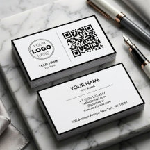 Clean Black White Minimalist QR Code Logo