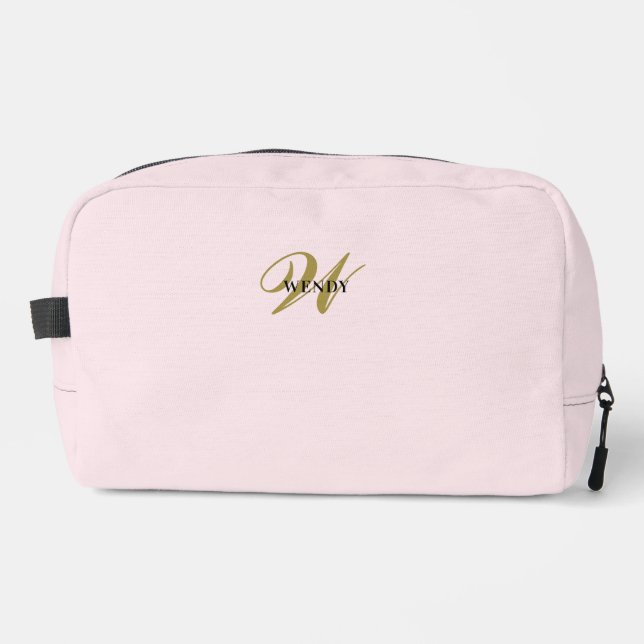 Clean Blush Pink Gold l Elegant Feminine Monogram Waschbeutel (Vorderseite)