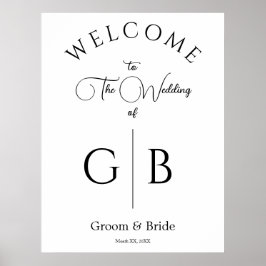 Clean Chic Wedding Reception Entrance Poster