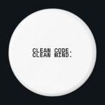 Clean Code Clean Mind Minimalist Technical Magnet<br><div class="desc">Anchor your logic. A high-quality magnet featuring sharp, high-contrast typography, perfect for file cabinets or command center whiteboards.</div>