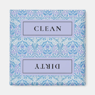 CLEAN DIRTY Blue Floral Geschirrspüler Magnet
