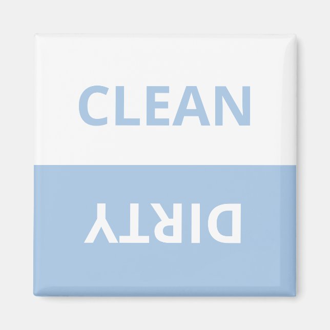 Clean Dirty Pastel Blue White Funny Kitchen Magnet (Vorne)