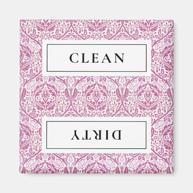 CLEAN DIRTY Pink Floral Geschirrspüler Magnet (Vorne)