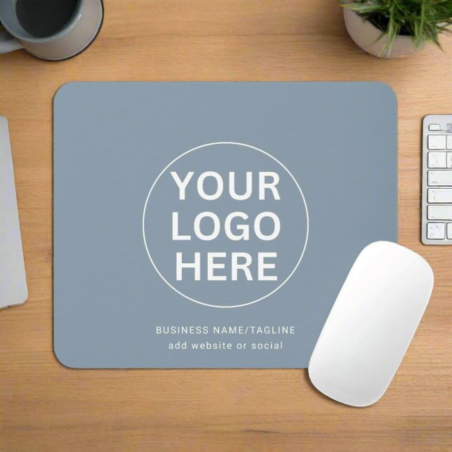 Clean Dusty Blue l Beruflich Business-Logo Mousepad (Von Creator hochgeladen)