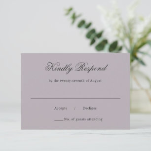 Clean Dusty Lilac Classic Wedding RSVP Karte