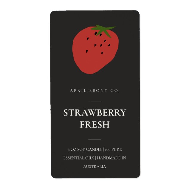CLEAN FRESH FRUITY STRAWBERRY BLACK CANDLE LABEL (Vorne)