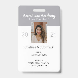 Clean Gray Homeschool Educator ID Abzeichen Ausweis