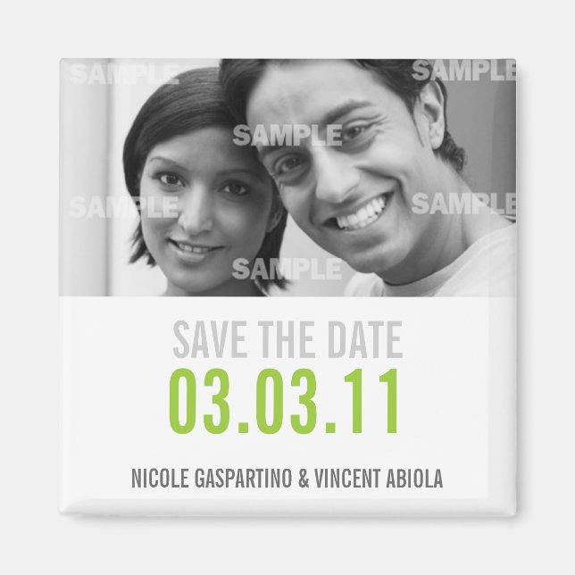 Clean Green Save the Date Magnet (Vorne)