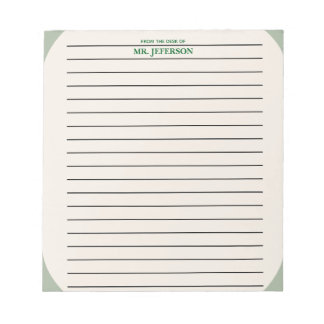 Clean Green Teacher Lined Paper From The Desk Of  Notizblock