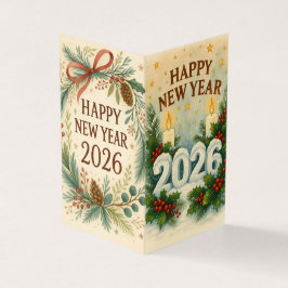 clean happy new year 2026 business card visitenkarten