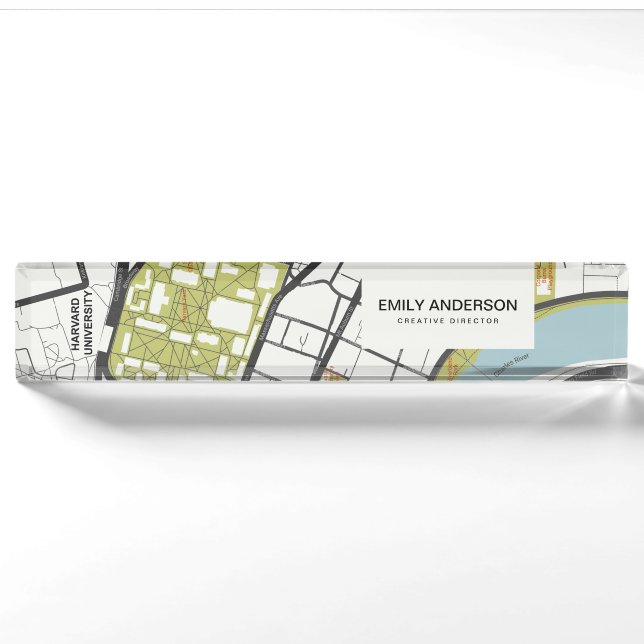 CLEAN HARVARD UNIVERSITY MASSACHUSETTS KONTUR MAP NAMENSPLAKETTE (Vorderseite)