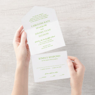 Clean Lime Green Elegante Hochzeit All In One Einladung