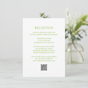 Clean Lime Green QR Code Elegante Hochzeit Begleitkarte