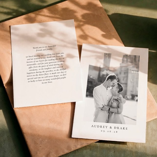 Clean Modern Wedding Photo Thank You Card Dankeskarte (Von Creator hochgeladen)