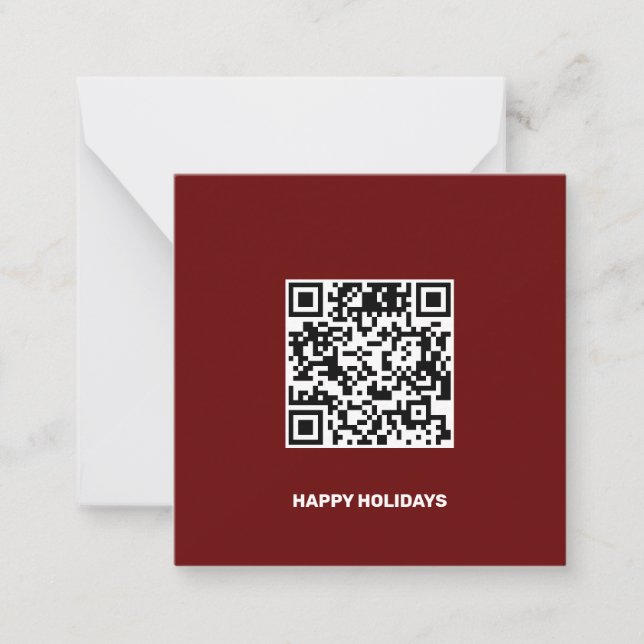 Clean monochrome Corporate QR Code Weihnachtsbaum Mitteilungskarte (Vorderseite)