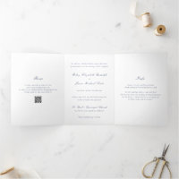 Clean Navy Blue QR Code Elegante Hochzeit