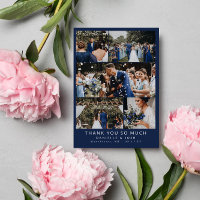 Clean Navy Blue Wedding Foto Collage Vielen Dank