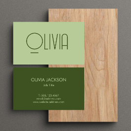 Clean Script Olive Green Neutral Business Card