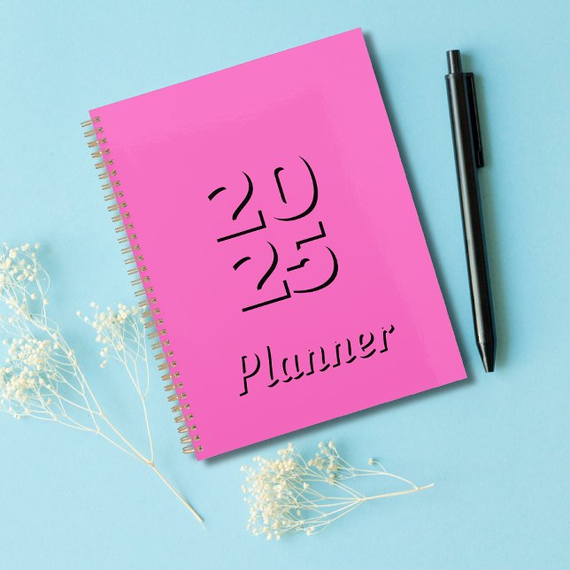 Clean Simple Neon Pink Woche und Monat 2025 Planer (Von Creator hochgeladen)
