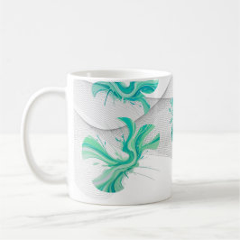 clean teal geometric shape with swirly background  kaffeetasse
