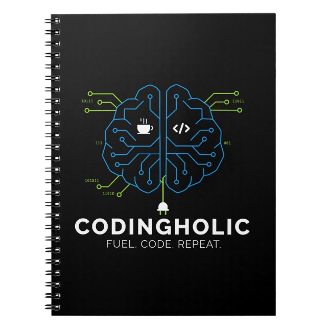 Clean Tech Brain Coding Notizbuch Design Für Coder Notizblock (Vorderseite)